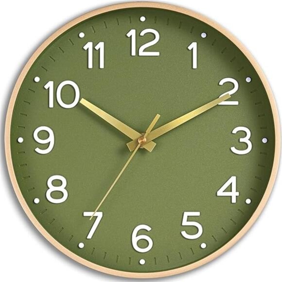 Wall Clock Green, Silent Wall Clocks Battery Operated 8 Inch-Modern Non Ticking - Picture 8 of 8